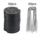 40PCS Garden Pegs U-shaped Ground Pegs Heavy Duty Metal Pins Spikes Ground Staple with 30pcs Buffer Washers for Securing Weed