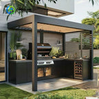 Outdoor Kitchen BBQ Island Patio Stainless Steel Gas Charcoal Grill Countertop Modular Cooking Station