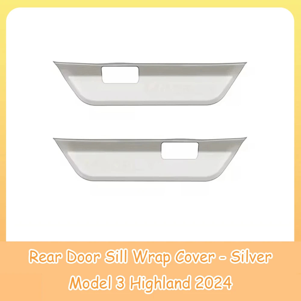 For Tesla Model 3 Highland Front Rear Door Sill Wrap Cover Anti Scratch Stainless Steel Door Sill Strip Plate Car Accessories