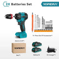 YOFIDRA 2 in1 Brushless Electric Screwdriver Hammer Cordless Drill Impact Multifunctional Power Tool For Makita 18V Battery Pin