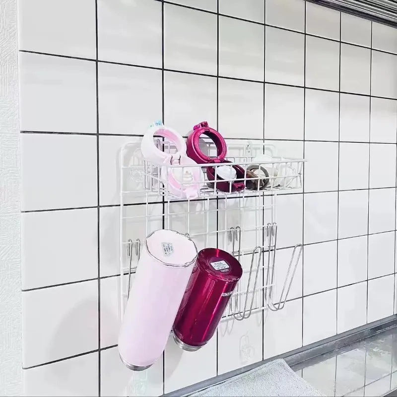 Kitchen Storage rack Hanging Cup Drying Rack for Water Bottles Coffee Mugs  Storage with Hooks Space Saving Bathroom Organizer