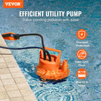 VEVOR Utility Pump 1585/2510/4000 GPH High Flow Sump Pump Submersible Water Pump with 10ft Long Power Cord for Draining Water