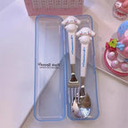 Cartoon Cutlert Set Kuromi Hello Kitty Melody Spoon Fork Stainless Steel Cute Kid Tableware Kitchen Supplies Boy's Girl's Gift
