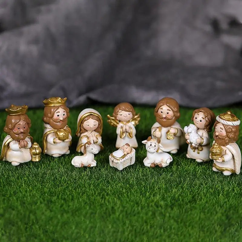 Nativity Sets For Christmas 10pcs Resin Manger Scene Ornaments Christmas Jesus Statue For Children And Adults Holy Family