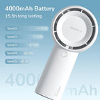 JISULIFE Handheld Turbo Fan, 4000mAh USB Rechargeable Battery , Small