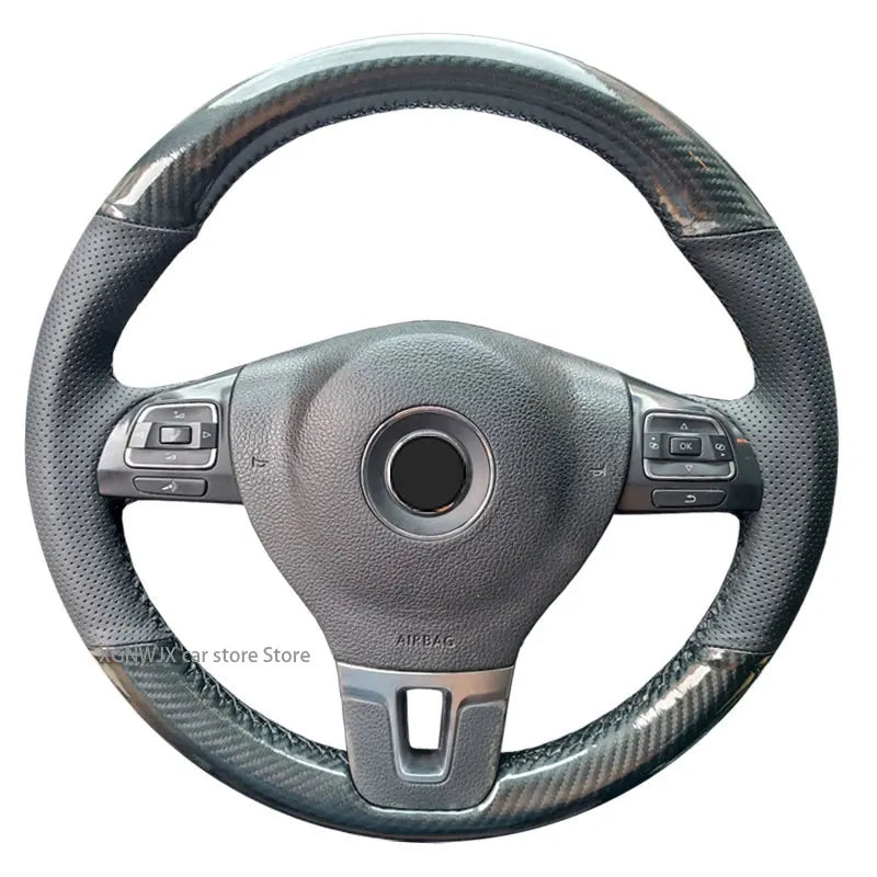 Custome Car Steering Wheel Cover For Volkswagen Golf 6 VW Jetta Sagitar 2014 Style Suede Leather Carbon Pattern Leather 2 Style