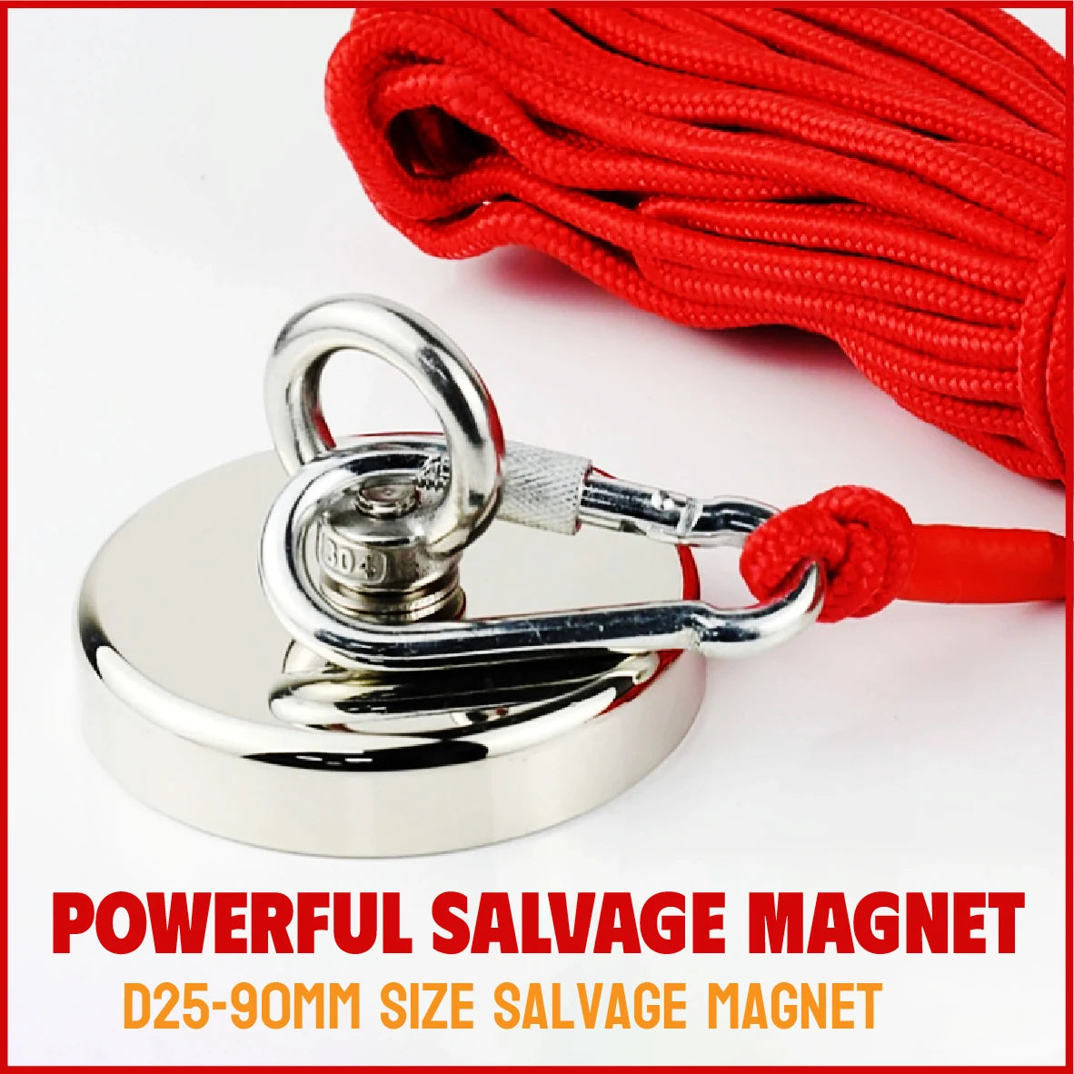Super Strong Neodymium Fishing Magnet Hook N52 Heavy Duty Rare Earth Magnet With Countersunk Hole Eyebolt 16-90mm Salvage Magnet