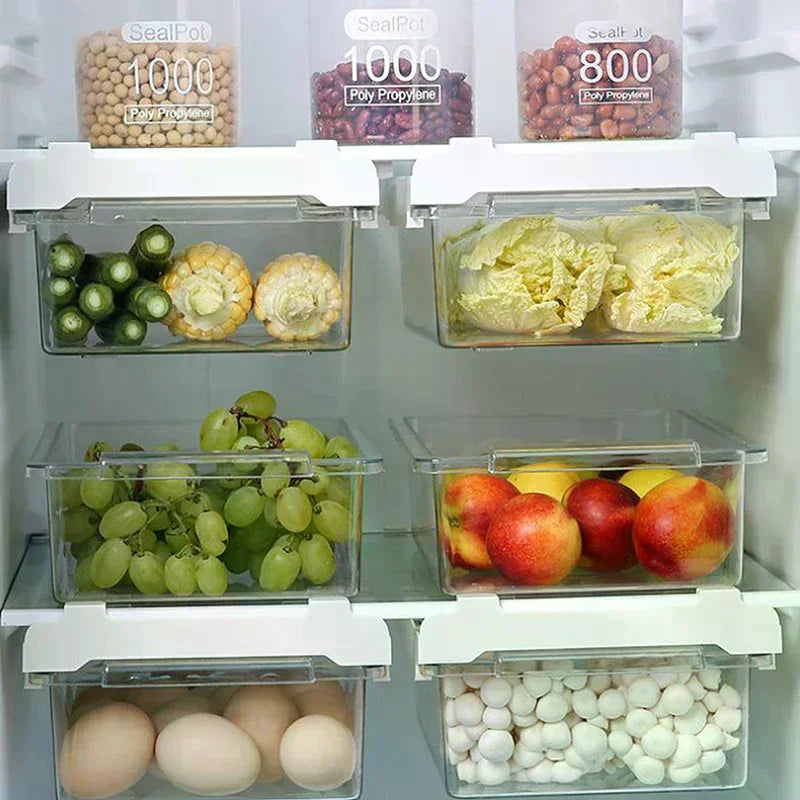Kitchen Storage Box Fruit Vegetable Preservation Organizer Transparent Egg Container Under-shelf Refrigerator Drawer