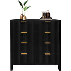 Fluted 4 Drawers Dresser Modern Chest of Drawers Wood Drawer Organizer with Waveform Fluted Panel for Bedroom Living Room