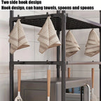 2/3 Floor Kitchen Microwave Rack, Desktop Oven and Toaster Storage Rack, With Hooks to Save Space, Kitchen Storage Rack