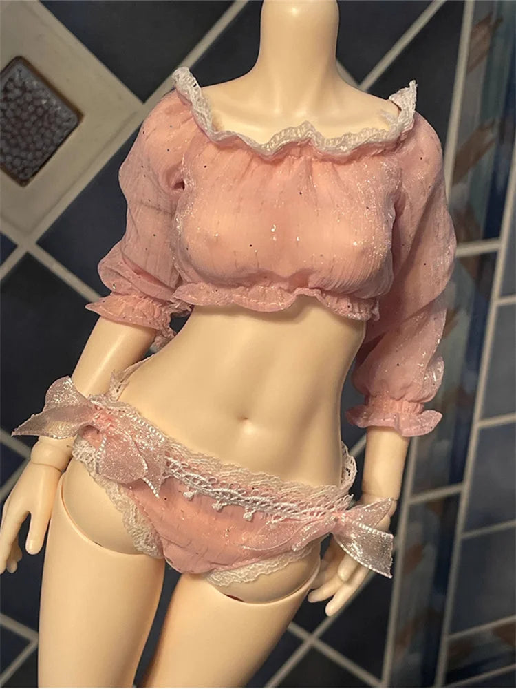 BJD Doll Clothes For 1/4 Dolls Sexy Underwear Set Off shoulder Top Underpants Dolls Clothing Accessories