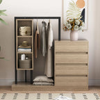 Wardrobe with 4 Drawers and 3 Shelves Natural
