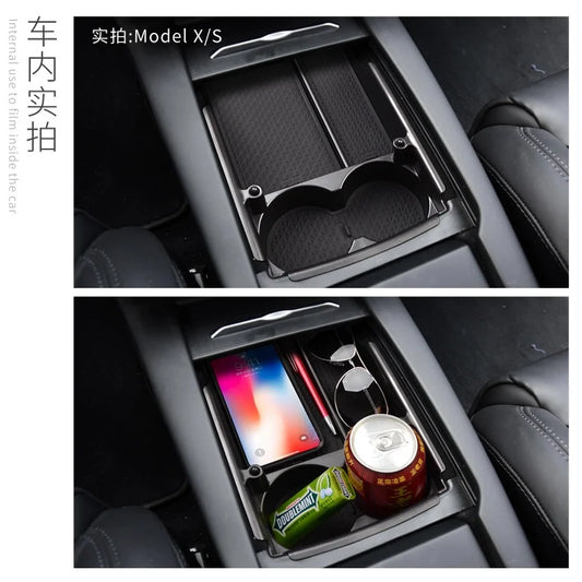 For Tesla Model X central storage box modification Model S central interior storage box decoration