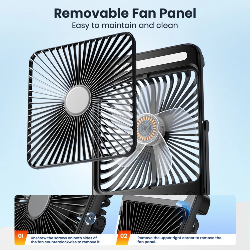 Warmco D4 Portable Desk Fan Rechargeable 20000mAh Camping Fan with Lig