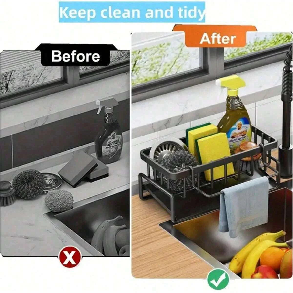 Kitchen Sink Drain Rack Organizer Plastic Self-draining Sink Shelf Soap Sponge Holder Dishcloth Towel Rack filter basket