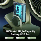 Eary Dual Head Clip On Fan Mount For Desktop With 4000mAh Battery Oper