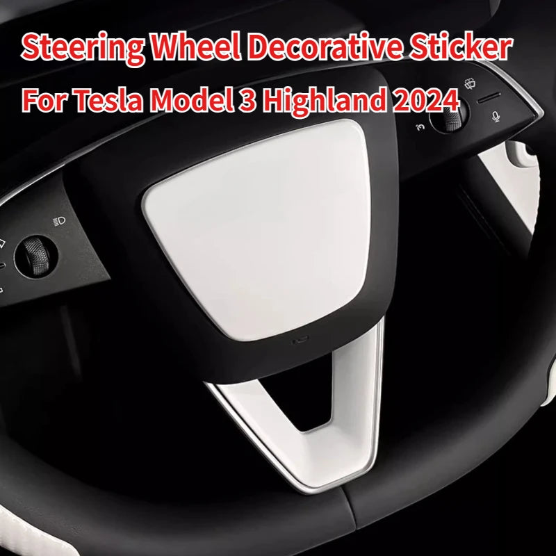 For Tesla Model 3 Highland 2024 Car Accessories Steering Wheel Patch Decorative Protective Cover Sticker Steering Wheel Sticker