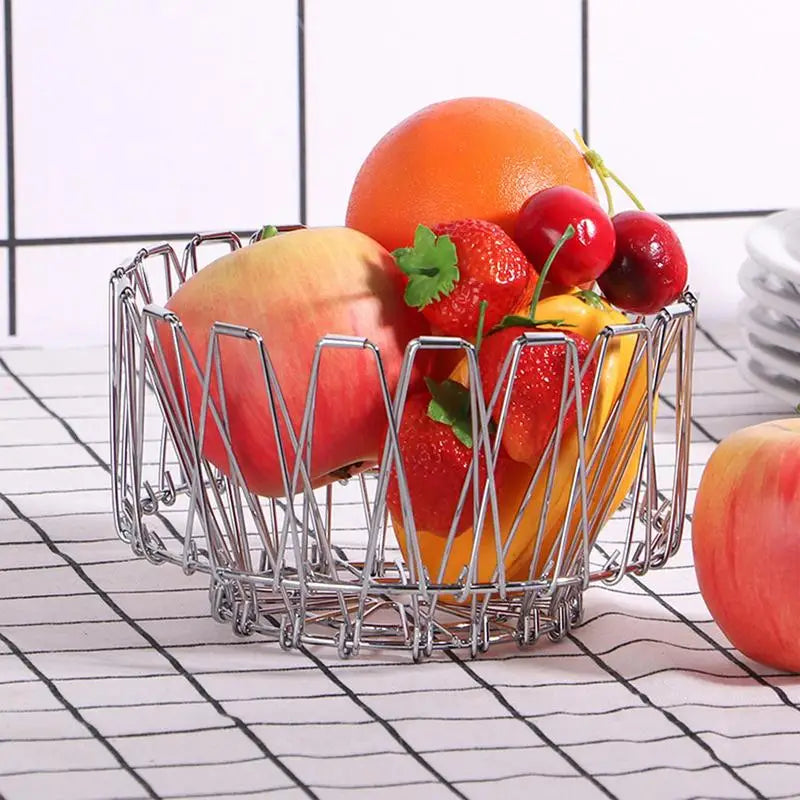 Fruit Basket Transformable Foldable Metal Veggie Basket Multi-functional Large Capacity Creative Fruit Basket for Interior