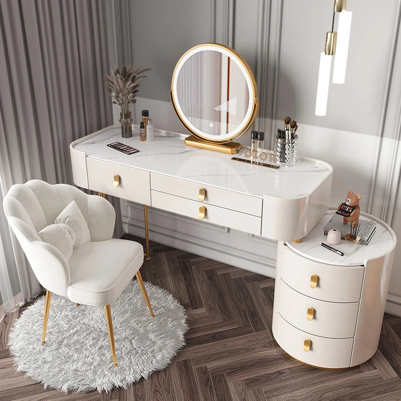 Dressing table glass desk bedroom modern makeup table wooden drawers Storage vanity chair comfortable furniture for bedroom