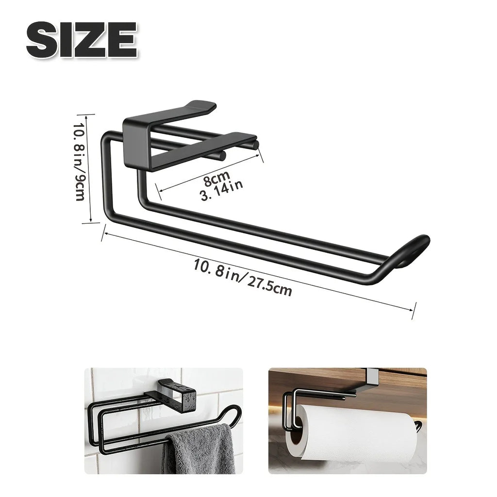 Kitchen Paper Towel Rack Cabinet Kitchen Supplies Bathroom Wall-Mounted Matte Metal Roll Paper Holder
