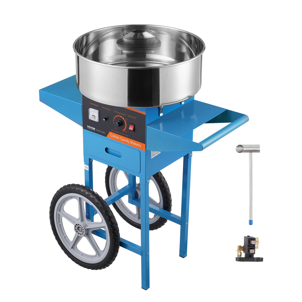 VEVOR Electric Cotton Candy Machine Commercial Floss Maker with Stainless Steel Bowl Sugar Scoop and Drawer for Birthday Party