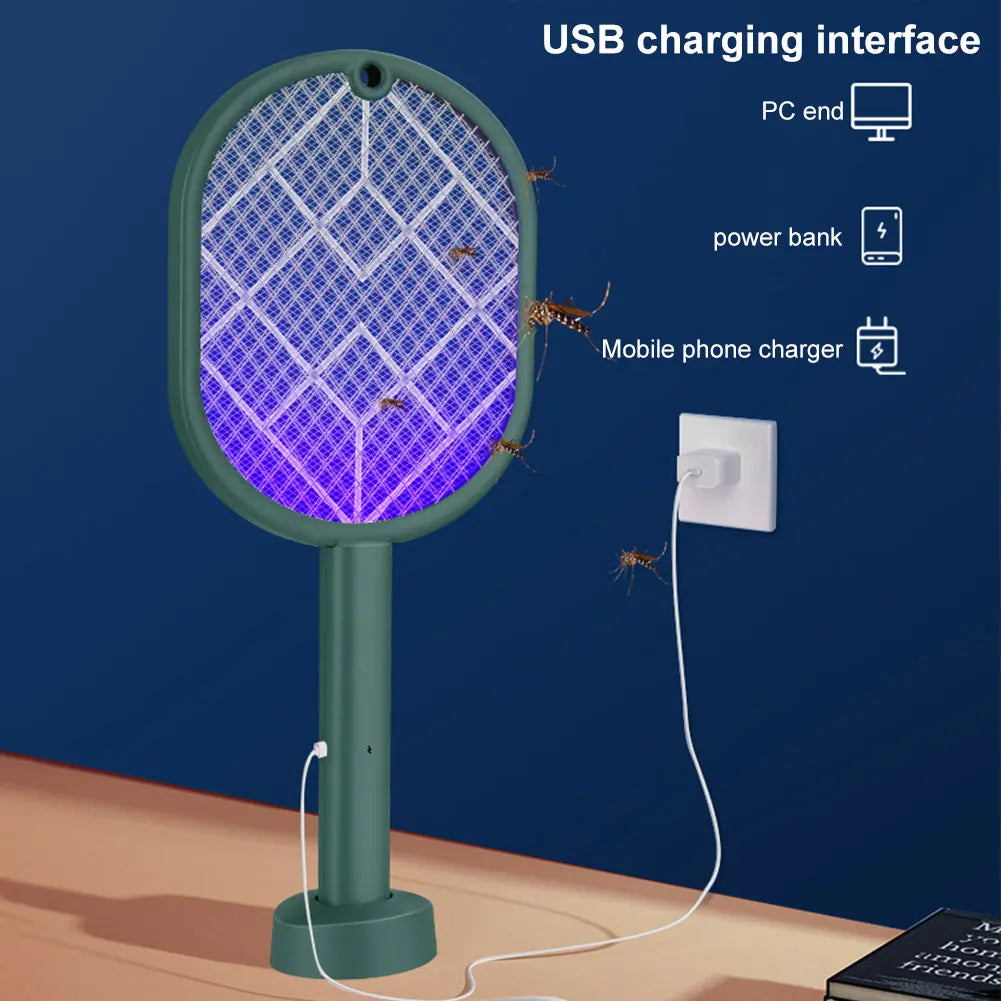 2in1 Electric Mosquito Killer Lamp Anti Mosquito Swatter Racket USB Charging Electric Fly Swatter Bug Zapper Insect Killer Light