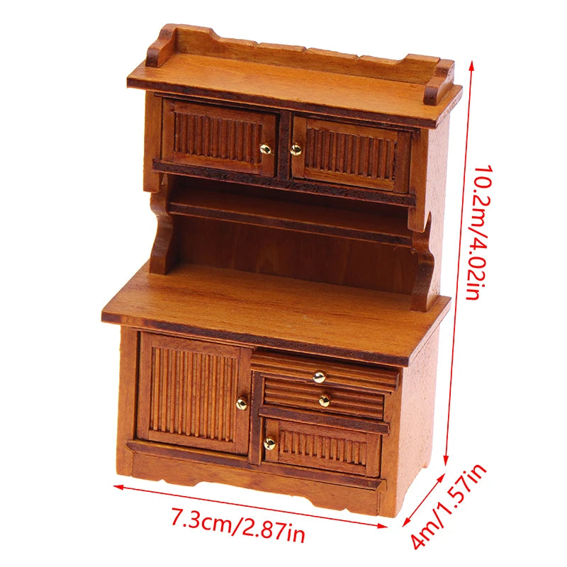 Mini Dollhouse Furniture Set, 1/12 Sideboard Bookcase Model for Home Kitchen Décor Scene