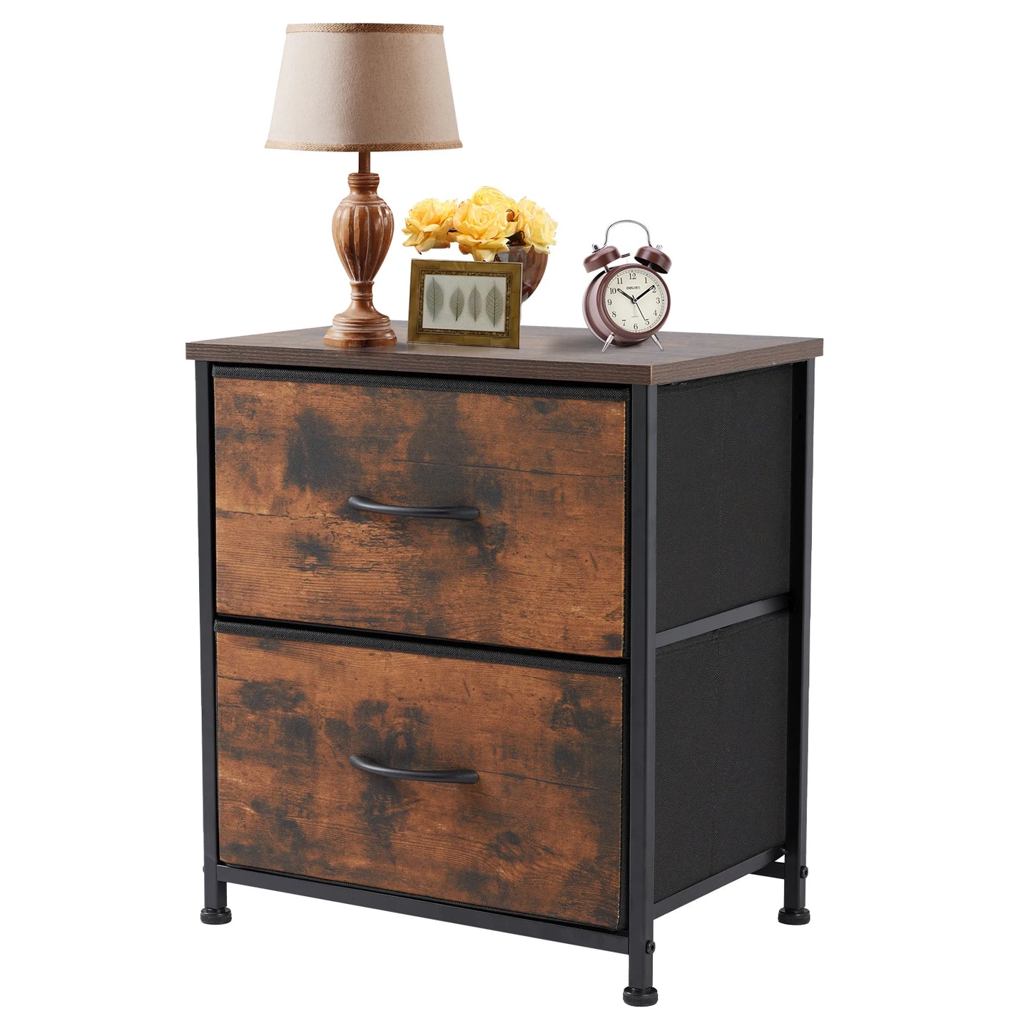 JHK Nightstand with 2 Fabric Drawers, Bedside Storage Cabinet for Bedroom, Closet Chest Organizer Table | AlluCanFind