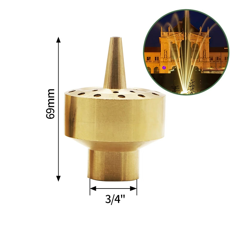 1/2" 3/4" 1" Brass Swimming Pool Decorative Fountain Nozzles Head for Outdoor Music Water Fountain Waterfall Garden Decoration