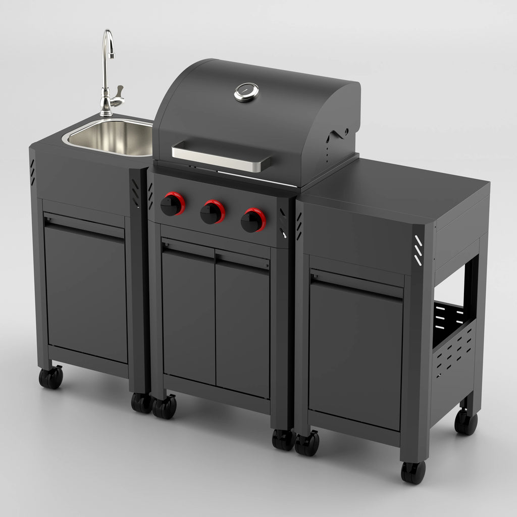 Stainless Steel BBQ Grill Modern Outdoor Kitchen  with Cabinet for Household Natural  Simple Outdoor Kitchen