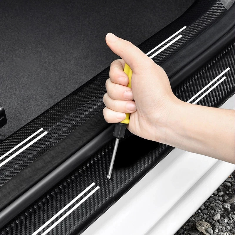 For BYD Song Plus EV DM 2022-2024 Auto Tailgate Guard Door Sill Pedal Carbon Fibre Texture Accessories Leather PU Car Sticker