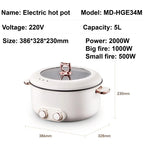 5L 6L Home Yuanyang Electric Hot Pot Electric Boiled Pan Large Capacity Double Soup Pots Non Stick Electric Frying Pan 2000W
