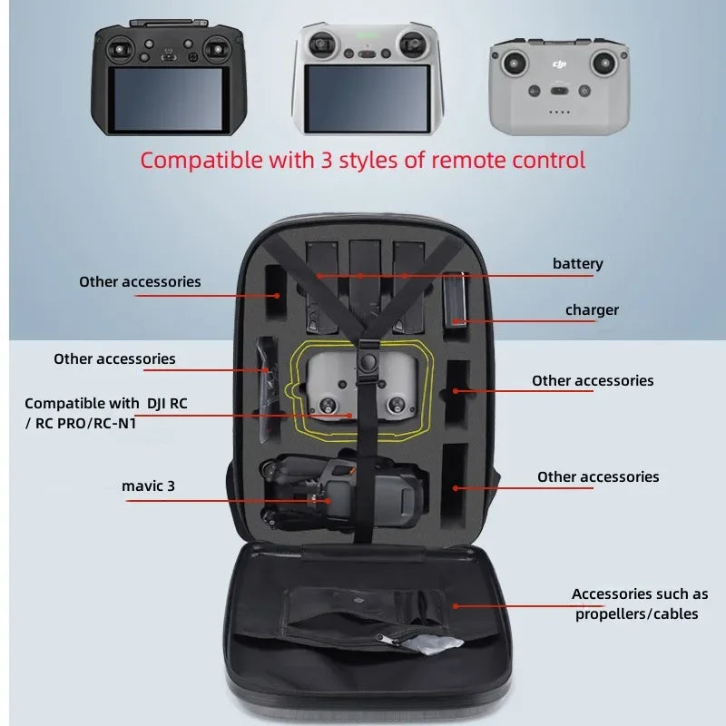 Drone Backpack Hardshell Waterproof Bag Battery for DJI RC /RC PRO Remote Control Bag for DJI Mavic 3 /Mavic 3pro /Classic Drone