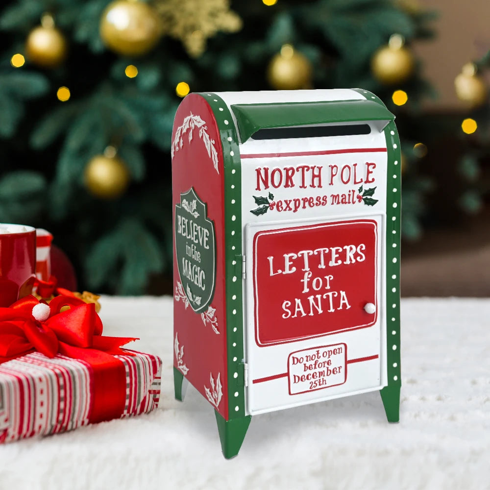 Outdoor Garden Metal Mailbox Christmas Wishing Mailbox Leaving Message Post Box Standing Santa Mailbox Farmhouse Design