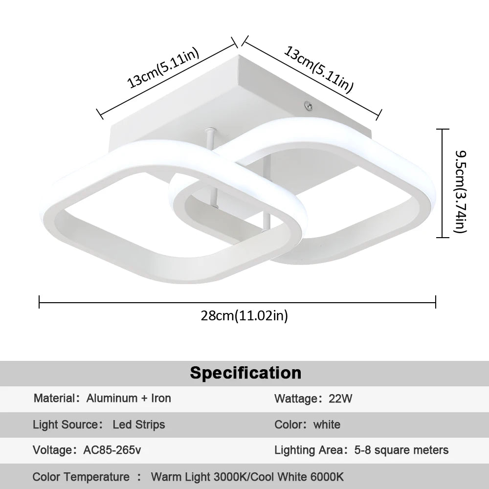 Modern LED Ceiling Lamp White Acrylic Chandelier Fixture Nordic Aluminum Lights Living Dining Room Lustre Hall Decor Plafon