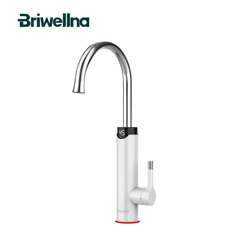 Briwellna Tankless Water Heater Faucet 220V Electric Water Heating Faucet 360 Degrees Swivel Spout Water Heater Flowing