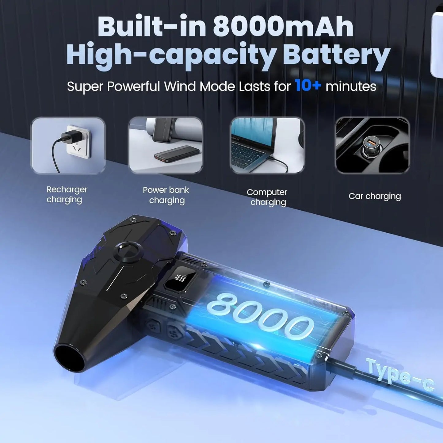 Mini Handheld Turbo Jet Fan 990000RPM Powerful Compressed air Duster for Car Dryer/PC/Home-Industrial Duct Blower Air blow gun