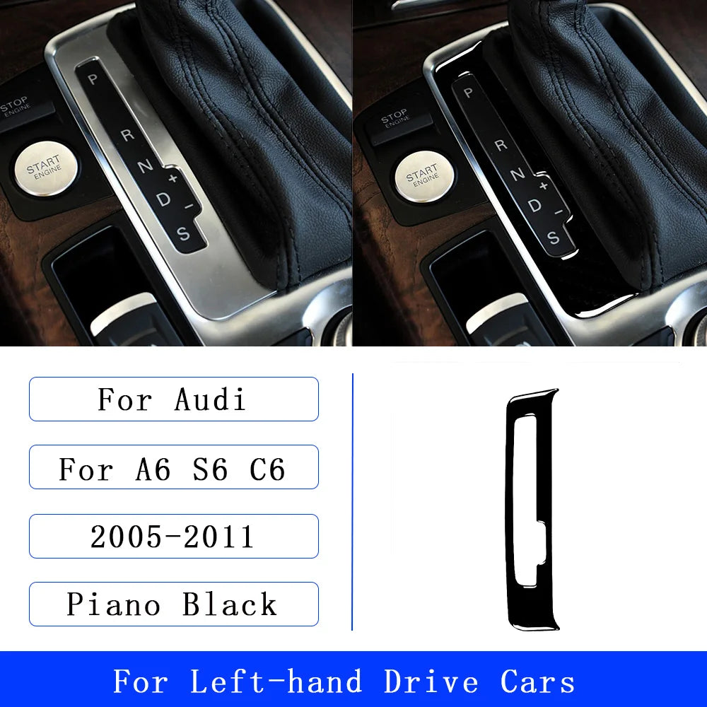 For Audi A6 S6 C6 2005-2011 Piano Black Centre Gear Shift transmission Panel Cover Car inside Trim Accessories Sticker