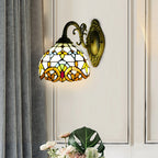 Tiffany Style Beige Dome Glass Wall Lamp Victorian Style for Bedroom Living Room Dining Room Balcony Loft
