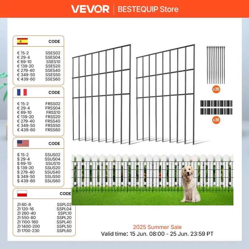 SucceBuy Garden Fence No Dig Fence Animal Barrier Fence Underground Decorative Garden Fencing with 1.5 in Spike Spacing for Yard