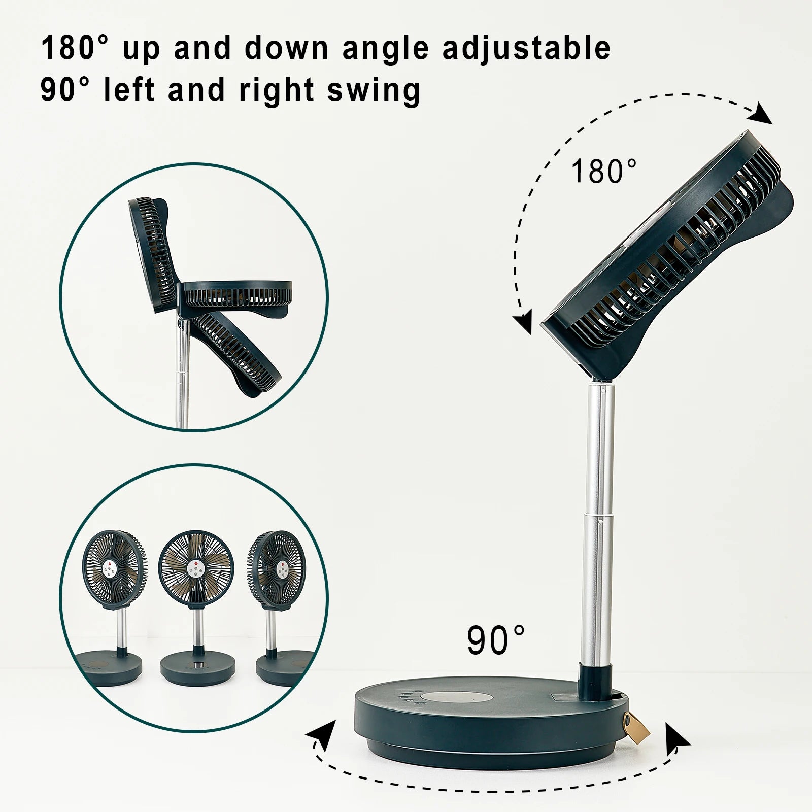 10 inches Remote control aluminum alloy folding fan outdoor home ultra