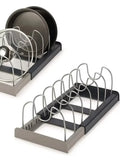 Stainless Steel Expandable Kitchen Cabinet Organizer for Pots Pans Cutting Board Cookware Storage Shelf Drying Rack