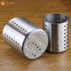 (New) 1Pcs Steel Stainless Cylindrical Chopstick Cutlery Storage Box Suitable For Home Kitchens, Restaurants, And Dormitories