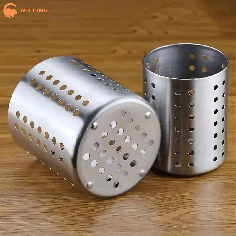(New) 1Pcs Steel Stainless Cylindrical Chopstick Cutlery Storage Box Suitable For Home Kitchens, Restaurants, And Dormitories