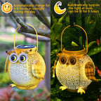 Hanging Solar Lantern Garden Light Waterproof Metal Decorative Solar Light Outdoor for Patio Yard Table Pathway Owl Pattern
