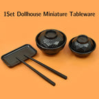 Decorative Toy 1:6 Dinner Plate, Bowl, Chopsticks, Tray for Dollhouse Kitchen: Miniature Model Set