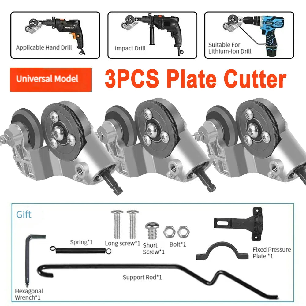 Titanium Steel Electric Drill Plate Cutter Metal Sheet Adapter Tools Attachment Punch Tool Sharp Scissor Kit Cutting Steel