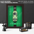 1:32 photo frame version alloy metal sports car model 3D hanging picture frame Interior decorations ornaments With Light Display
