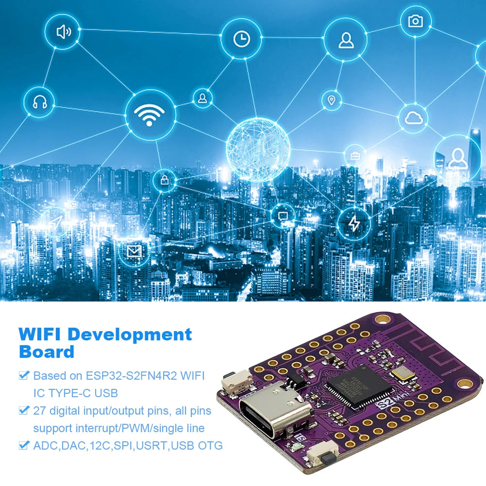 1-5PC ESP32 S2 Mini V1.0.0 WIFI Board Based ESP32-S2FN4R2 4MB FLASH 2MB PSRAM Mini V1.0.0 WIFI IOT Board WIFI Module Development