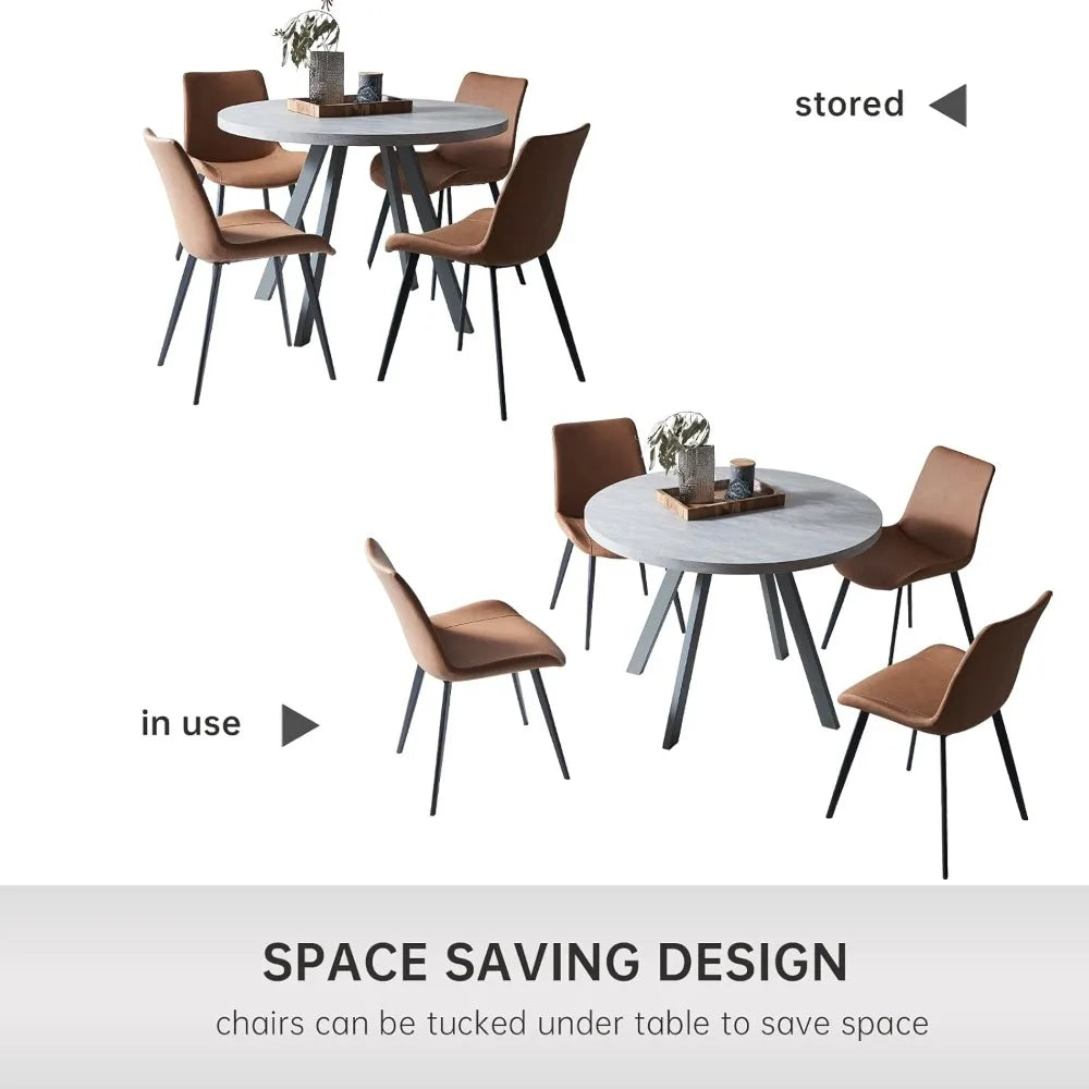 Round Dining Table Set, Mid Century Modern Small Round Dining Table Set, Saving Space